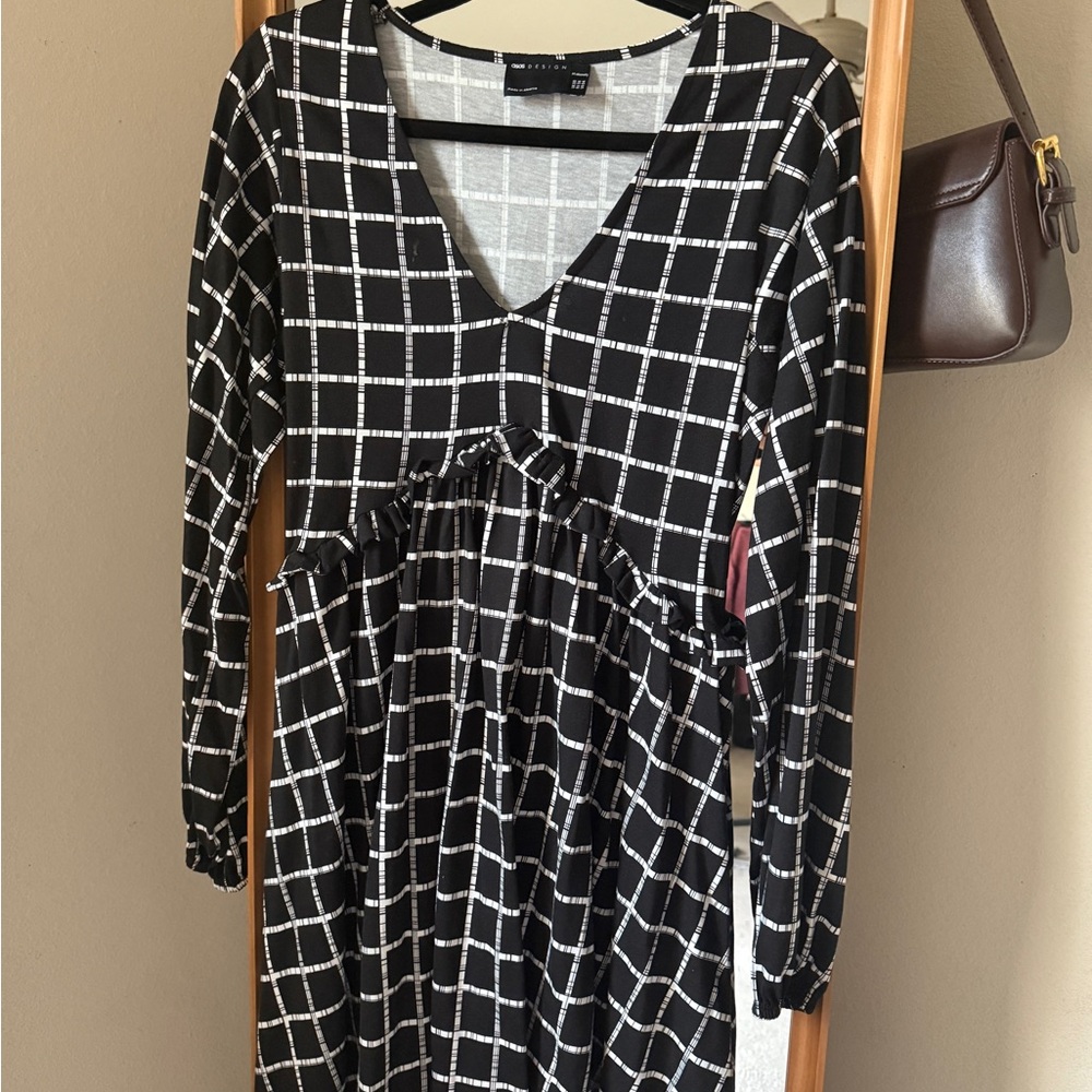 ASOS Maternity Checkers Long Sleeve Dress